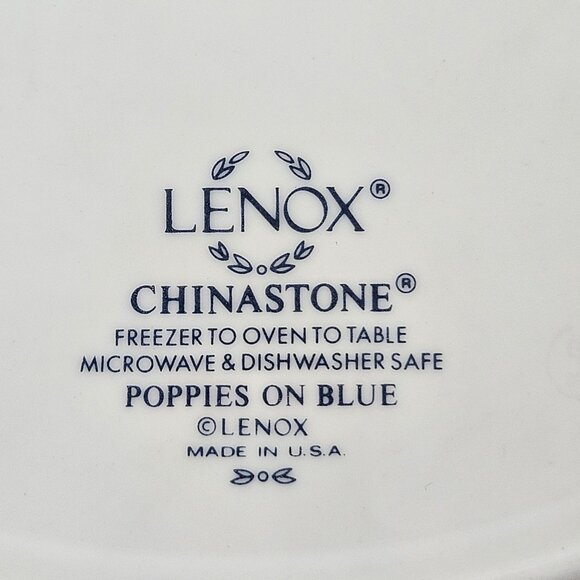 Lenox Chinastone Poppies On Blue 10in Serving Plate Handle Freezer Microwave Saf - Picture 9 of 9